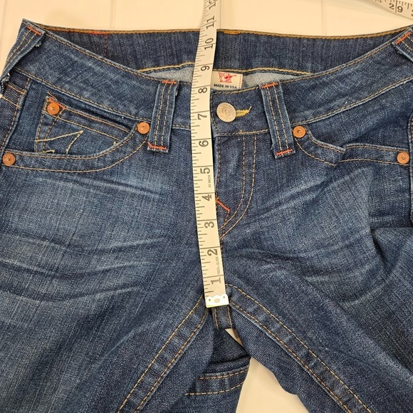 True Religion "Johnny" Low Rise Bootcut Jeans Women's Size 29x34 Dark Wash‎ Y2K - Picture 10 of 13